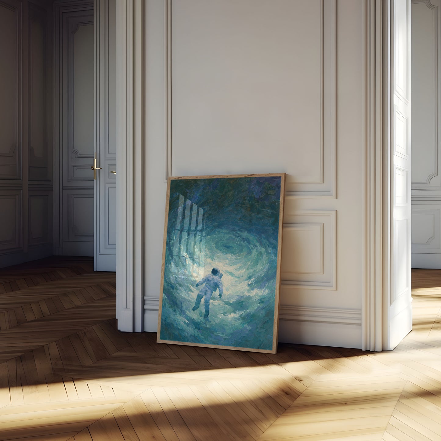 Astronaut Zwevend Door Kosmos Poster