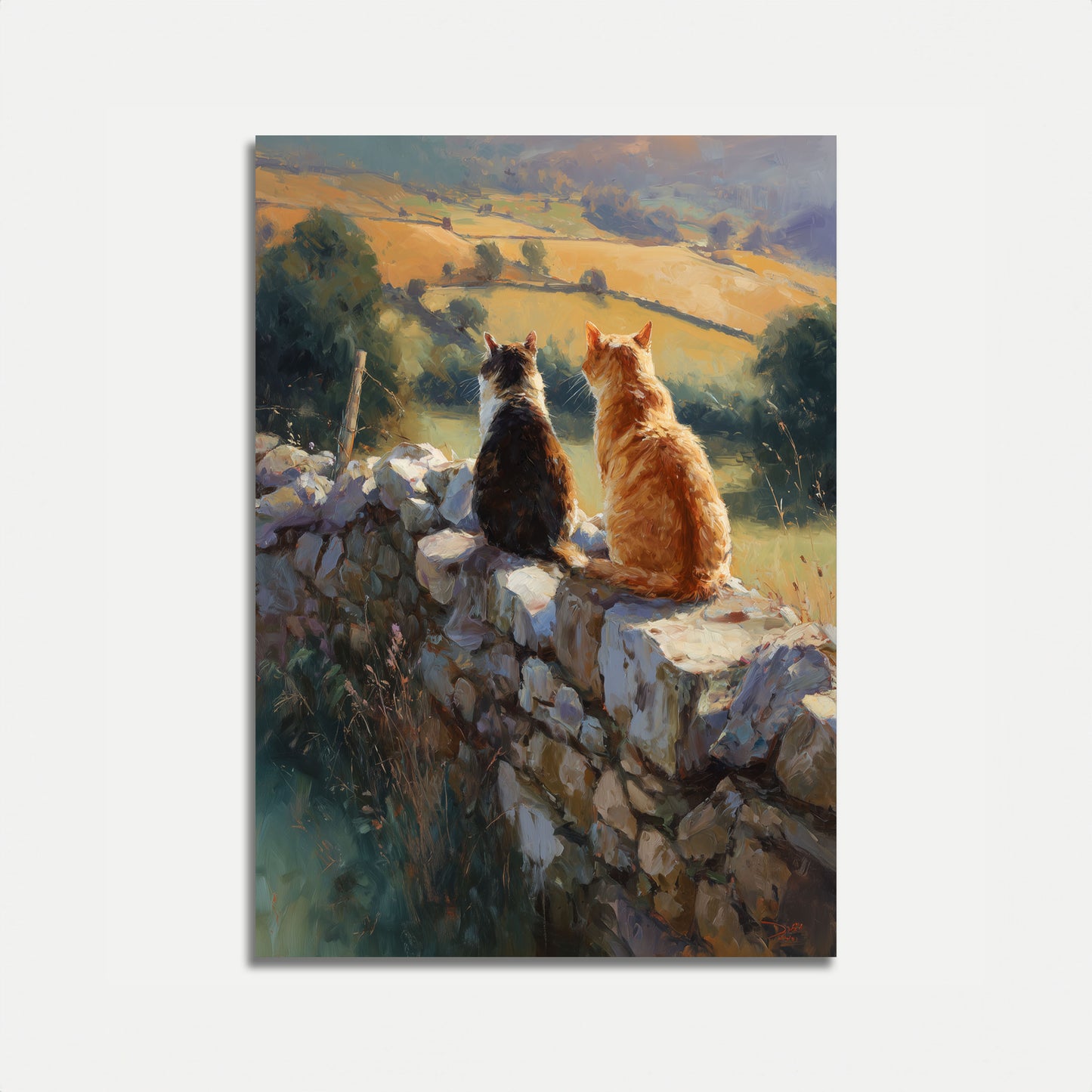 Affiche Chat Surplombant la Campagne Dorée