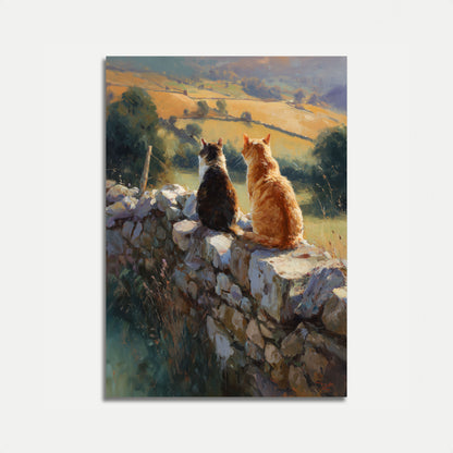 Affiche Chat Surplombant la Campagne Dorée