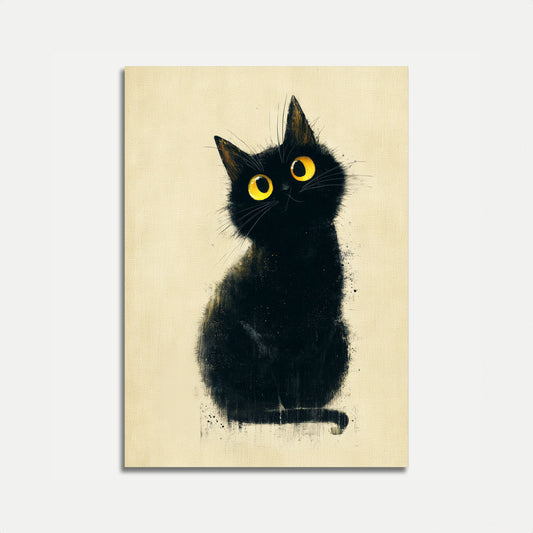 Plakat med Sort Kat med Guldne Øjne