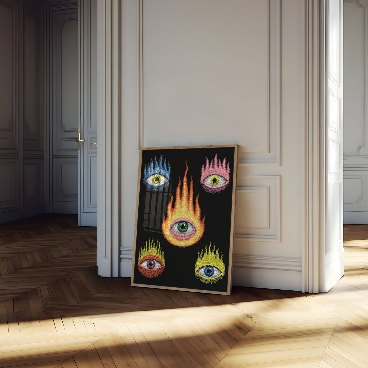 Surreal Flaming Eyes Poster