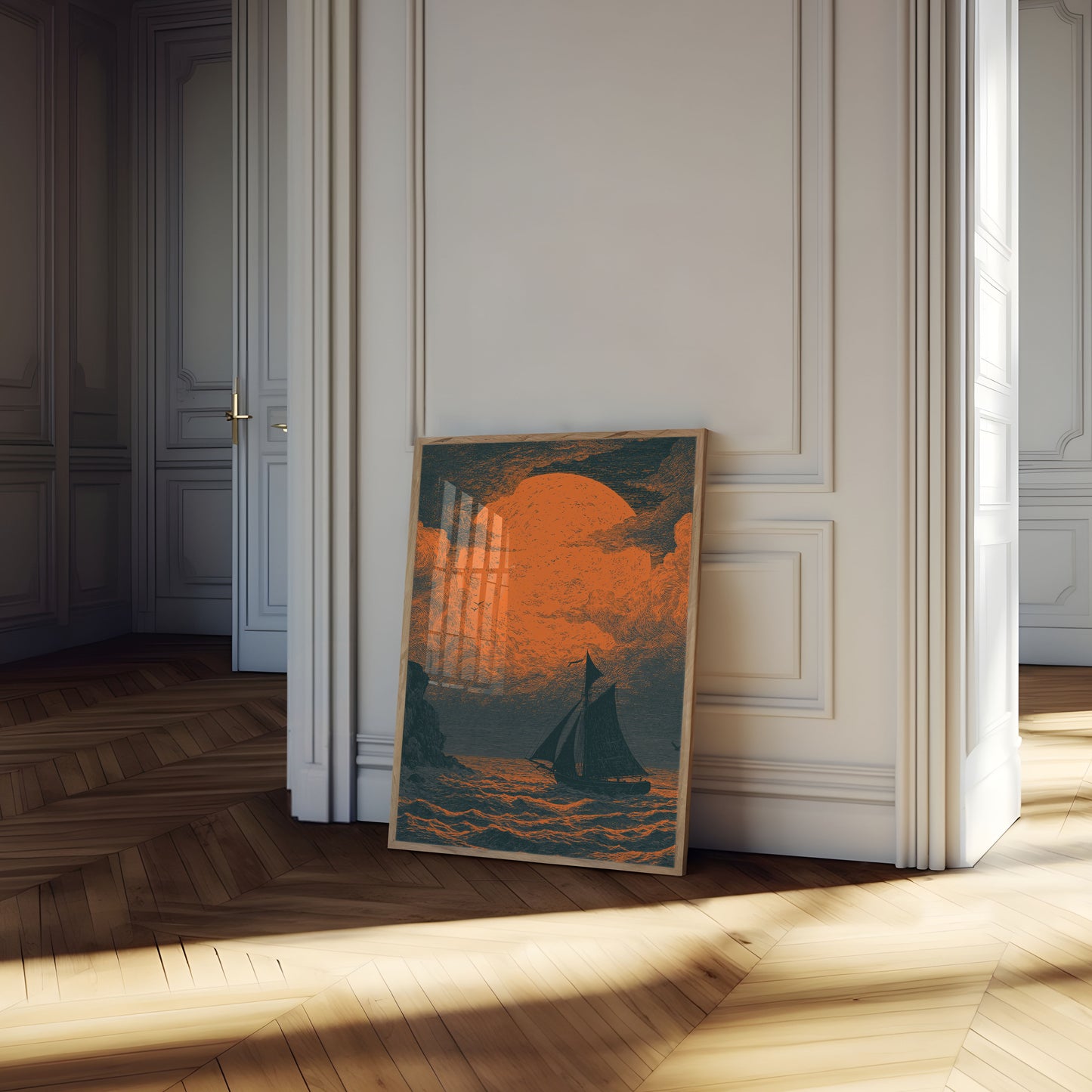 Poster Vela Sotto Luna Arancione