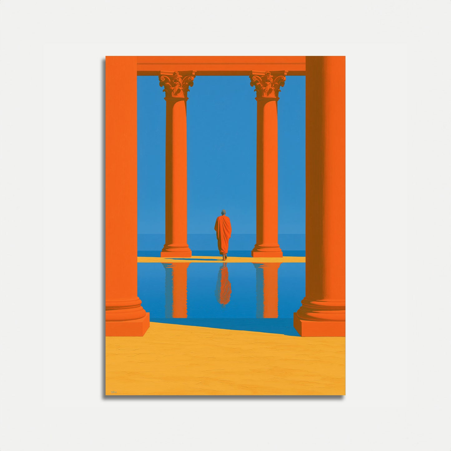 Monk in Classical Columns Poster