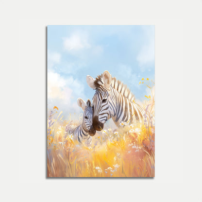 Zebra Family Meadow Poster