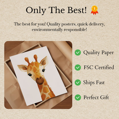 Adorable Giraffe Watercolor Poster