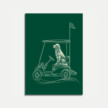 Golfende hund i tralle-plakat