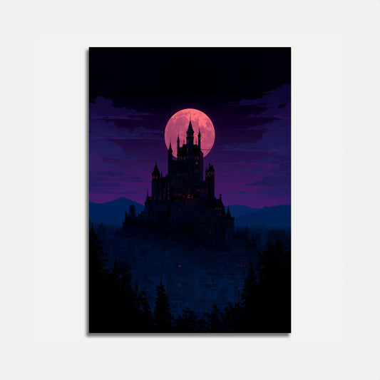 Gothic Castle Moonlight Poster