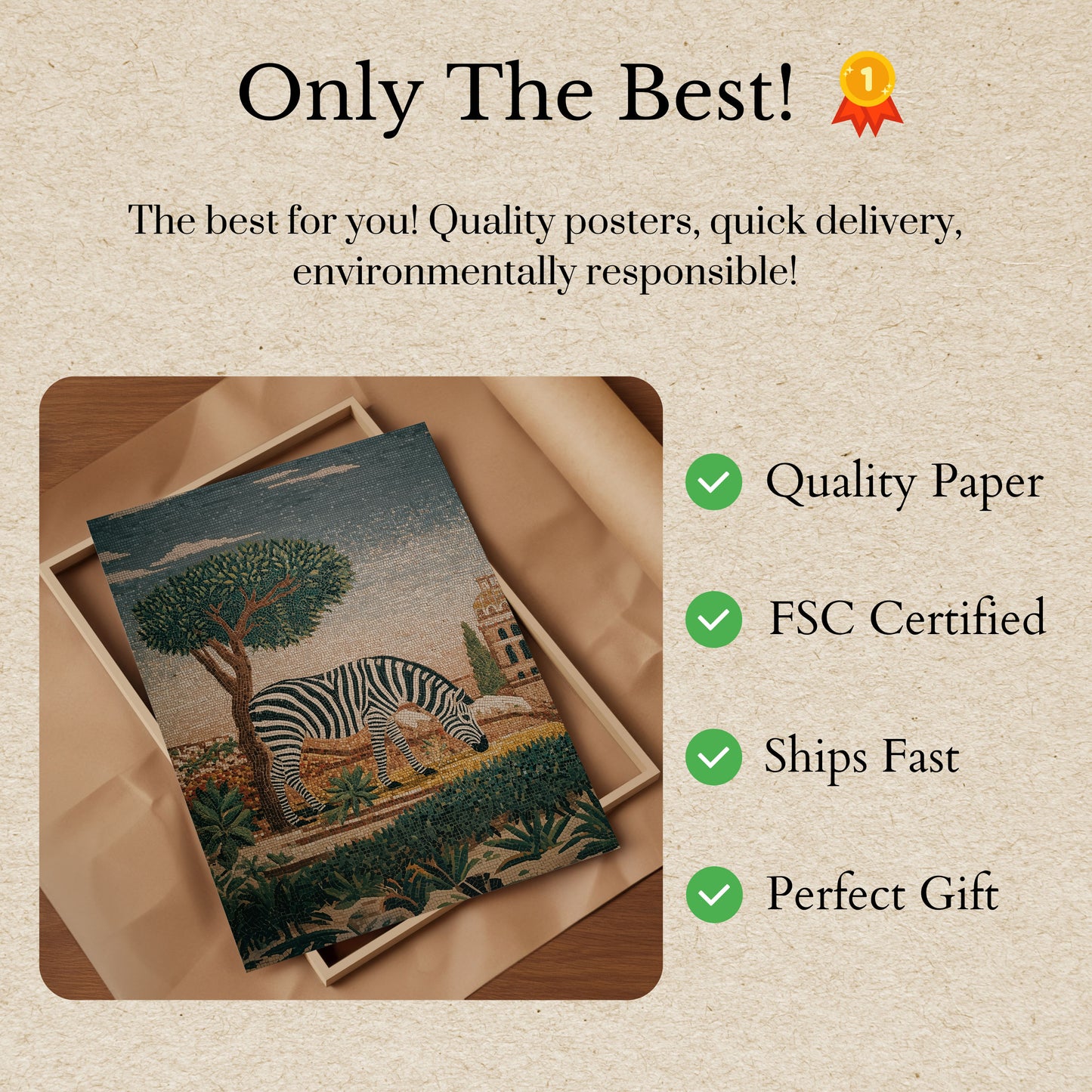 Zebra Under Mediterranean Tree Poster