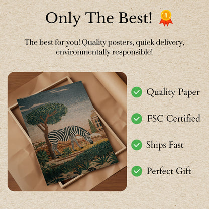 Zebra Under Mediterranean Tree Poster