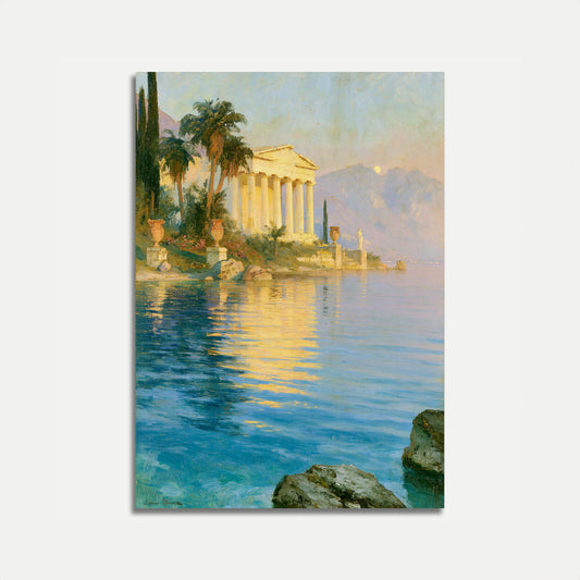Affiche : Temple Grec au Bord de la Mer