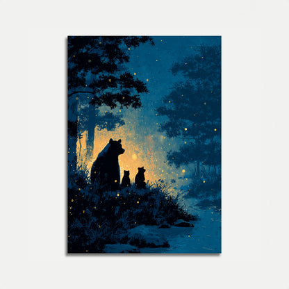 Cartel de Noche Mágica de la Familia Oso