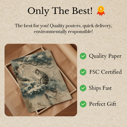 Macaco na Neve Pôster de Inverno