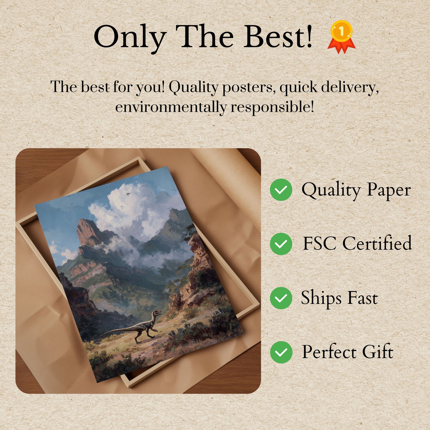 Póster del Velociraptor de la naturaleza primigenia