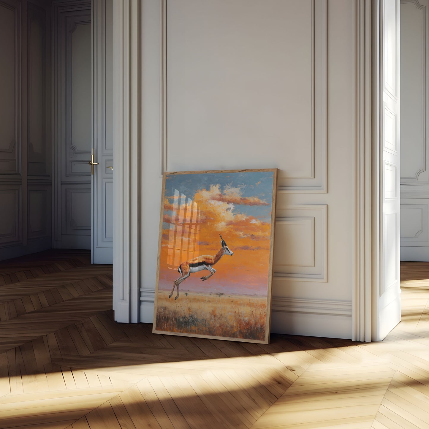 Gazelle Leaping Across Savanna Poster