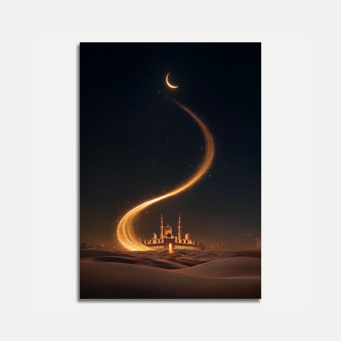 Mystical Desert Mosque Night Poster