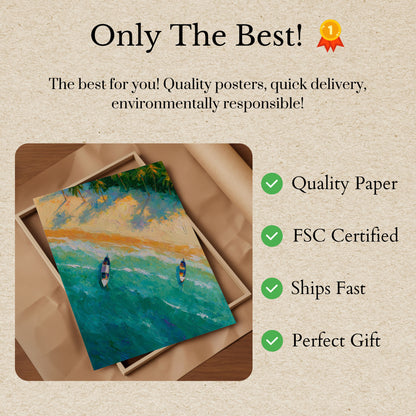 Aerial Beach Boats Paradise Poster