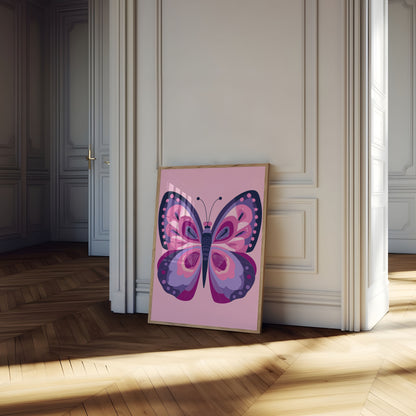 Póster de mariposa morada vibrante