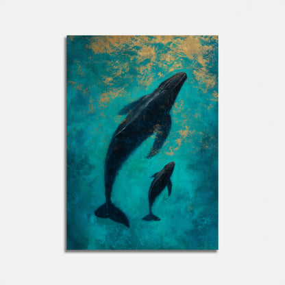Bultrug Walvis Moeder en Kalf Poster