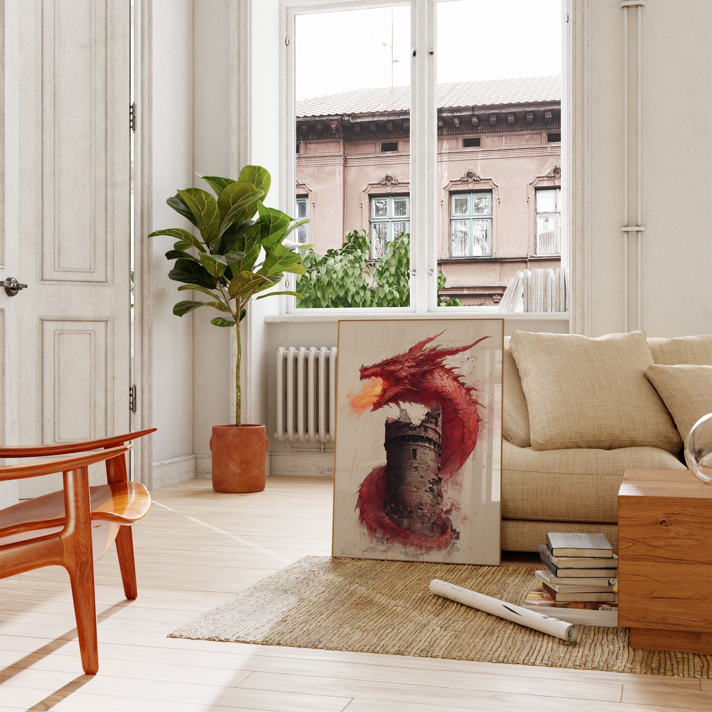 Póster del asedio al castillo del Dragón Carmesí