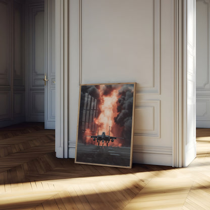 Fiery Military Jet Launch Poster