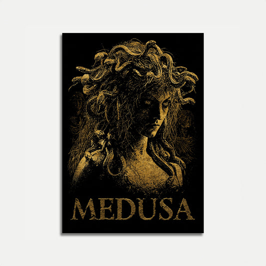 Medusa Mythological Gold Poster