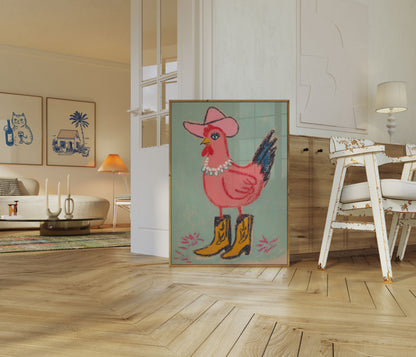 Cowboy Chicken Western Hat Plakat
