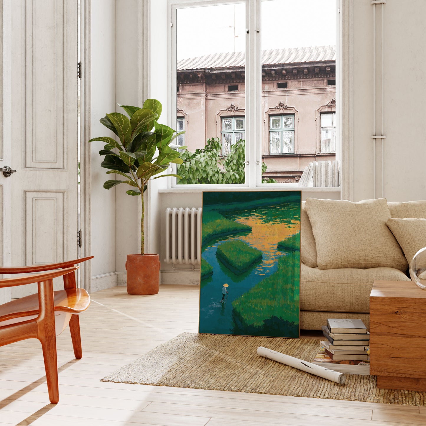 Peaceful River Valley Landscape Poster