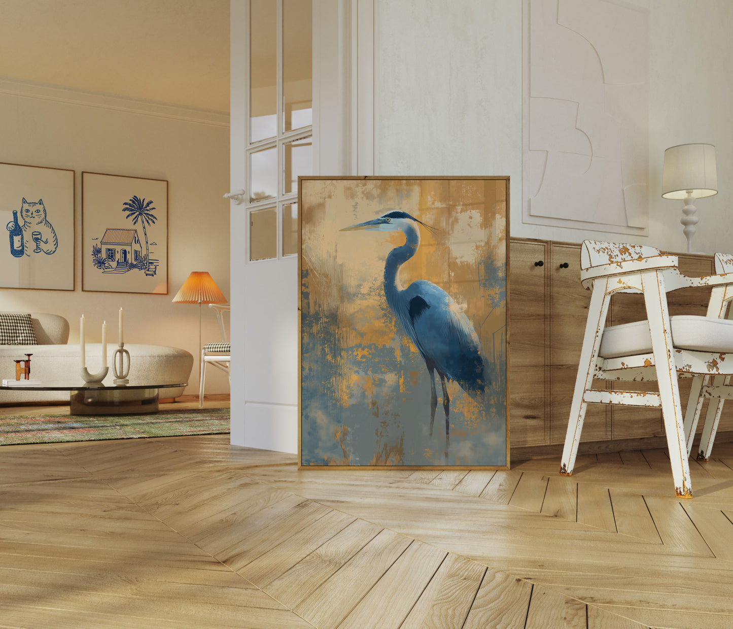 Blå Hejre Elegance Plakat