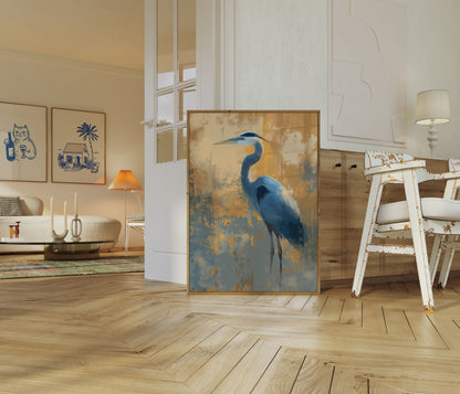 Blå Hejre Elegance Plakat