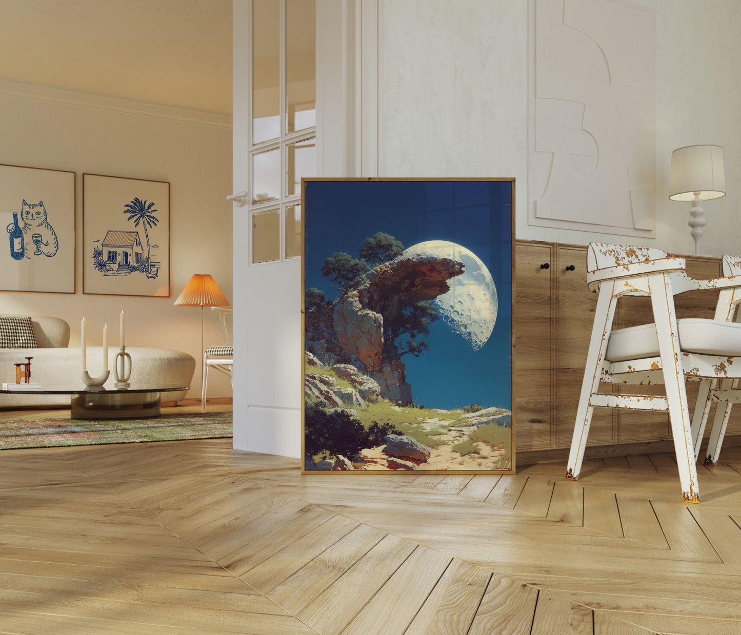 Pôster da Lua Sobre o Penhasco do Deserto