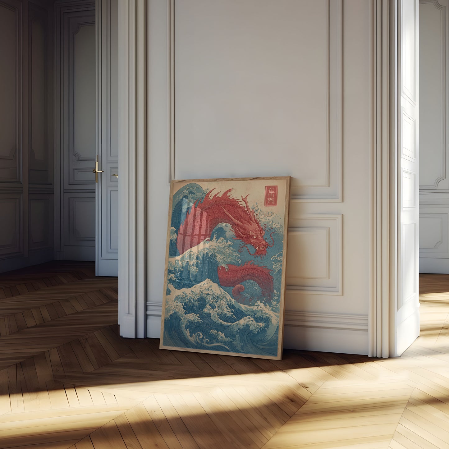 Dragon Ocean Waves Poster