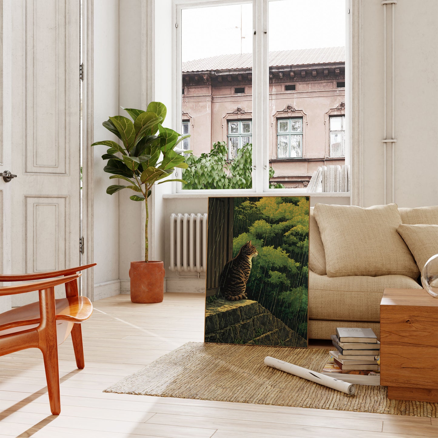 Tabby Kat i Regn Plakat