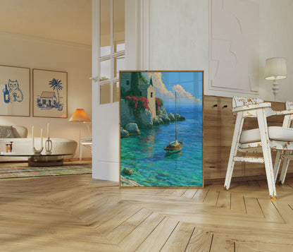 Poster Villaggio Costiero Mediterraneo