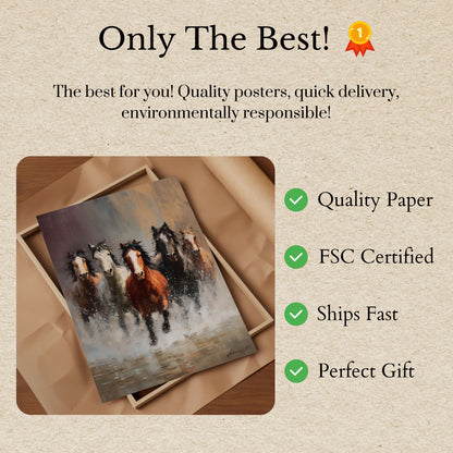 Poster di Cavalli che Corrono nella Neve