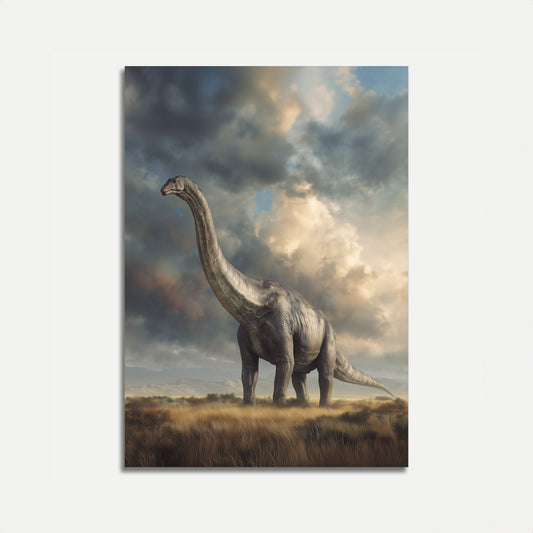 Majestic Brontosaurus Prehistoric Landscape Poster