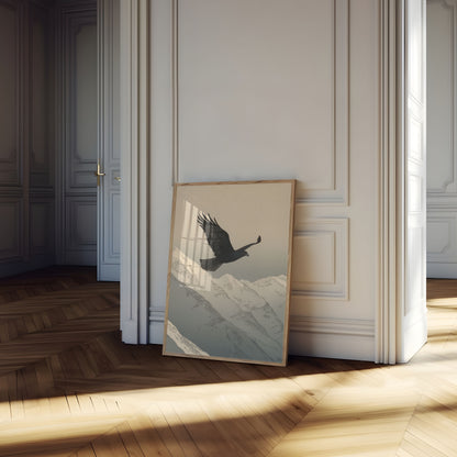 Pôster da Águia Sobrevoando Montanhas Nevadas