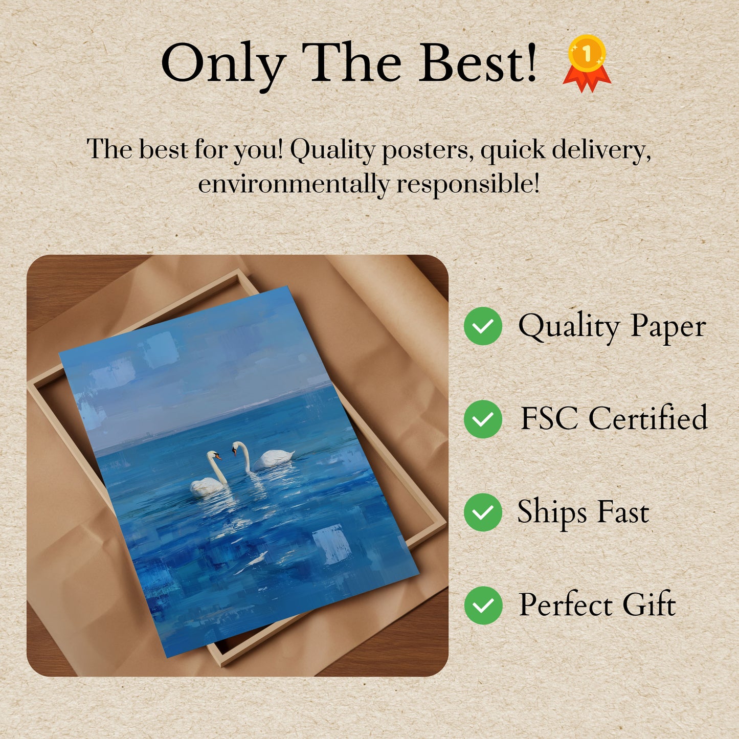 Swans in Blue Harmony Poster