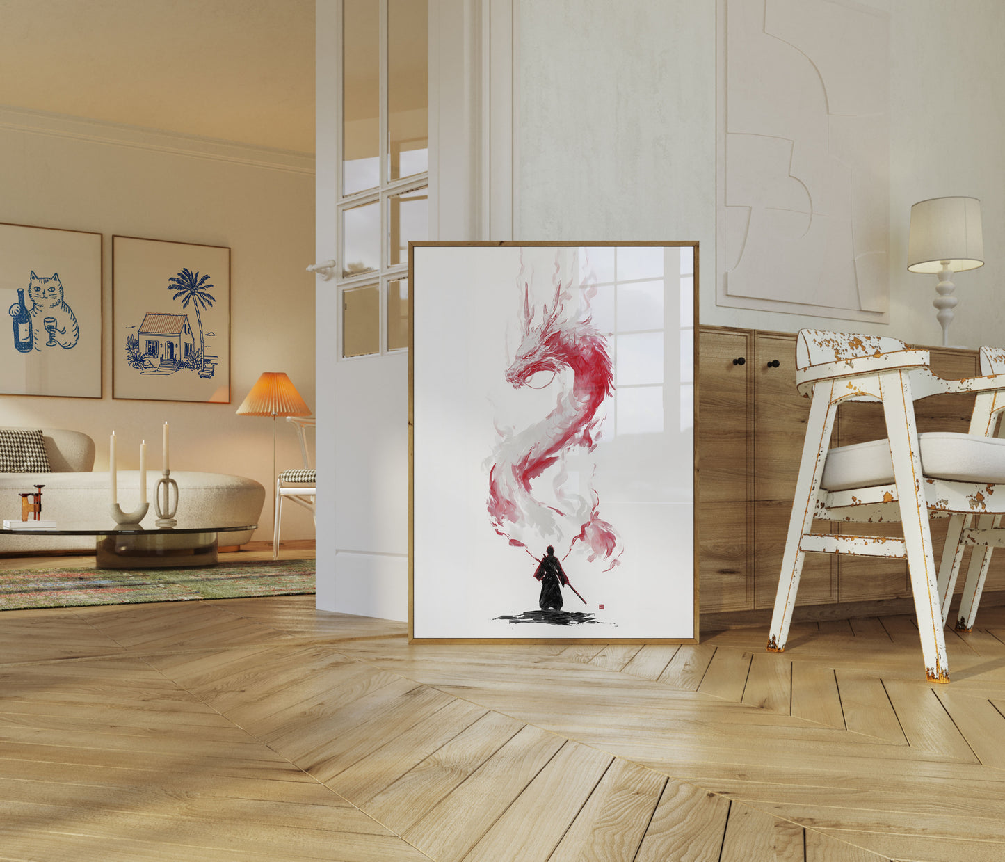 Dragon Warrior Silhouette Poster