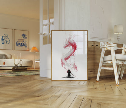 Dragon Warrior Silhouette Poster