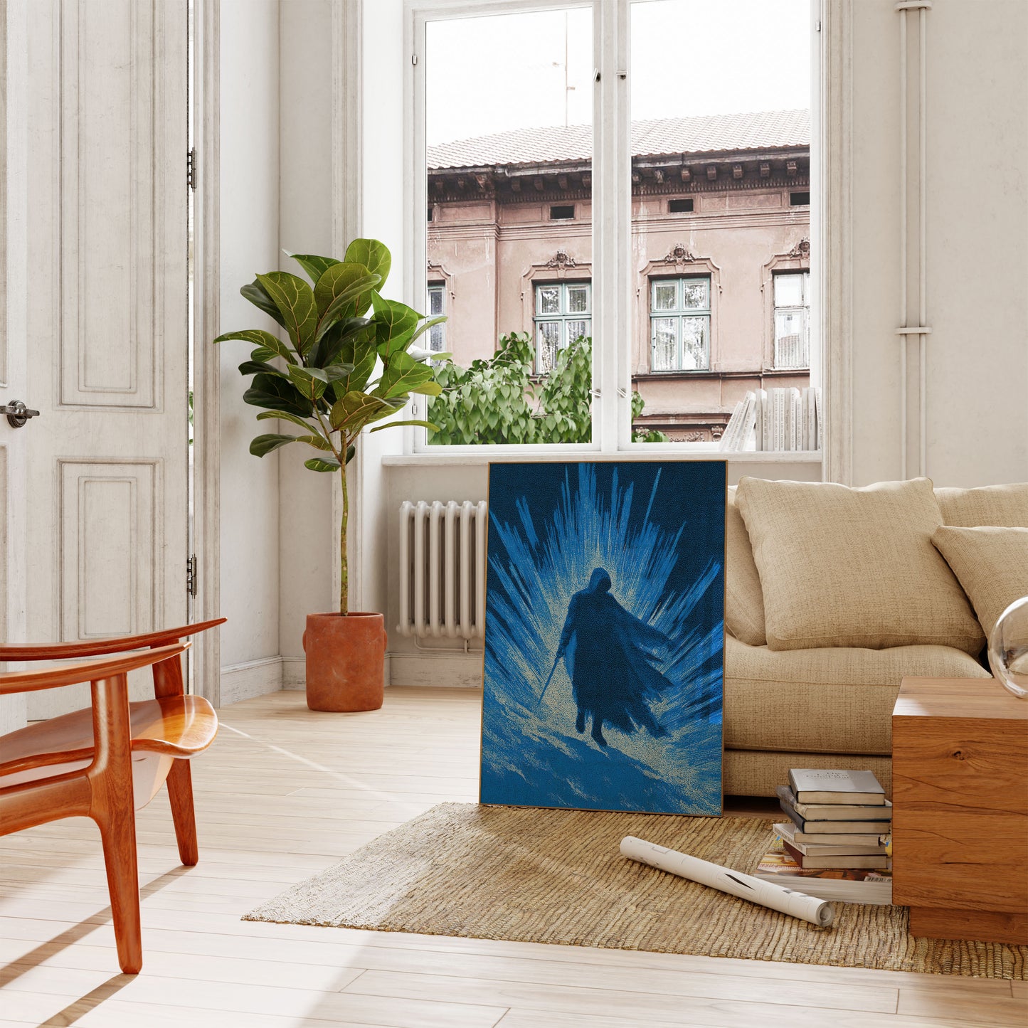 Póster de Surfista Cabalgando Ola del Océano