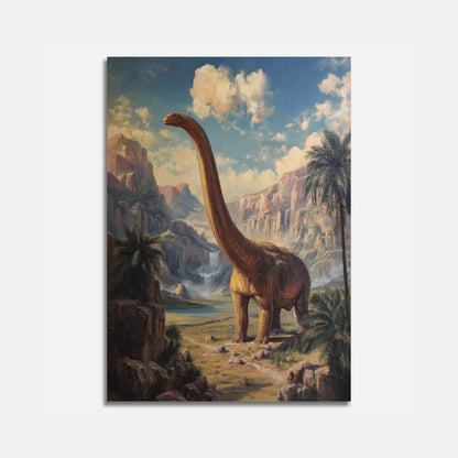 Póster de paisaje de dinosaurios antiguos