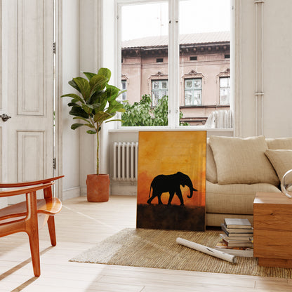 Sunset Silhouette Elephant Poster