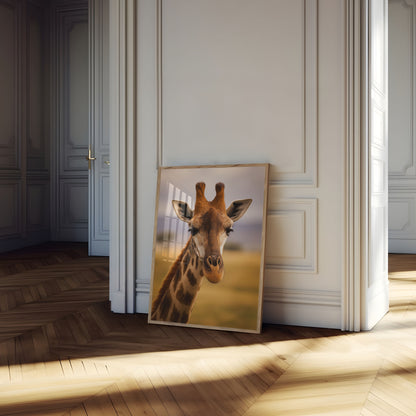 Póster de vida silvestre de la majestuosa jirafa