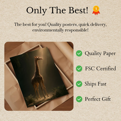 Majestic Giraffe Forest Light Poster