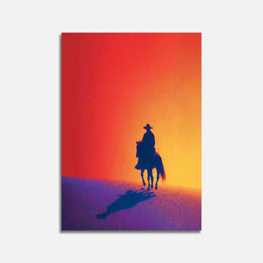 Lone Cowboy Sunset Poster