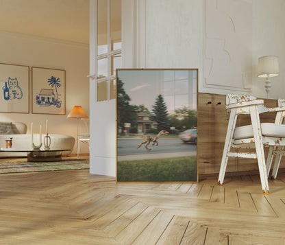 Suburban Velociraptor Street Poster