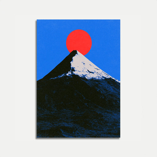 Snow-Capped Mountain Rising Sun Poster