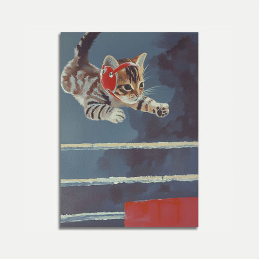 Wrestling Cat Action Poster