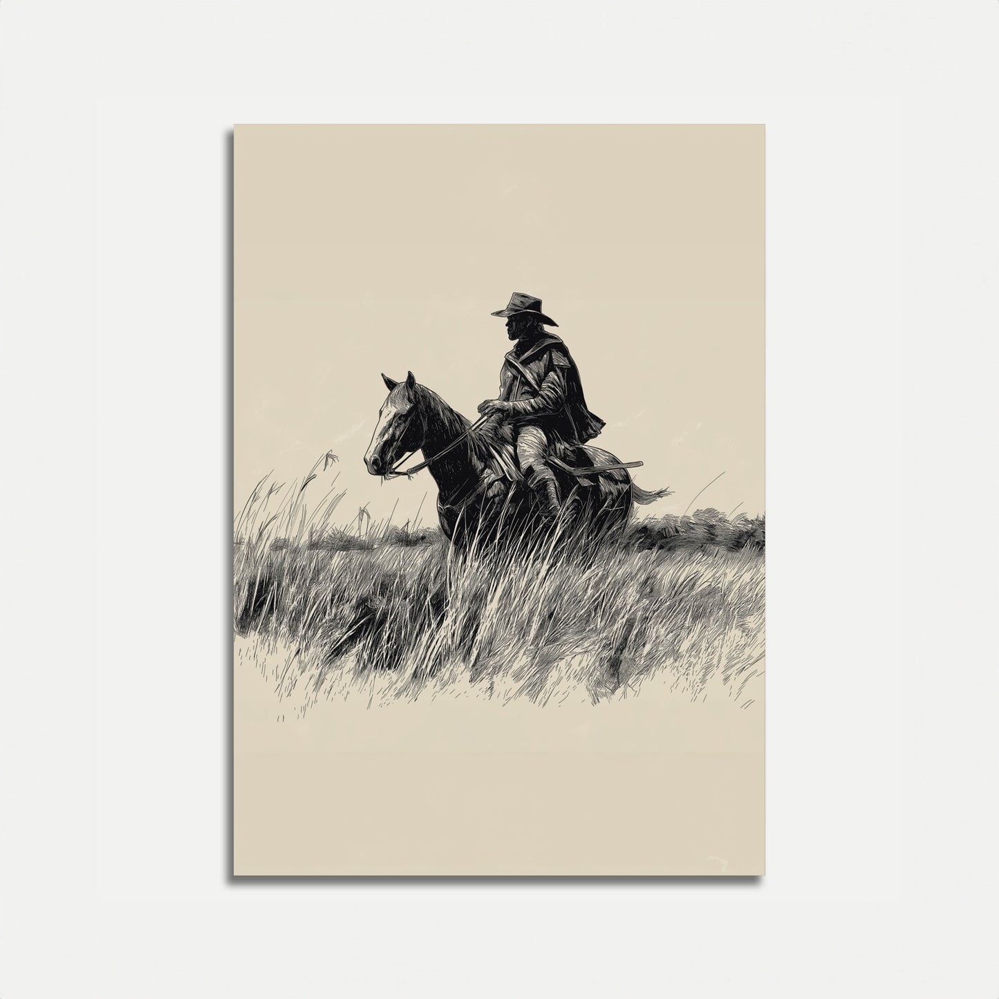Einsamer Reiter Prärie Poster