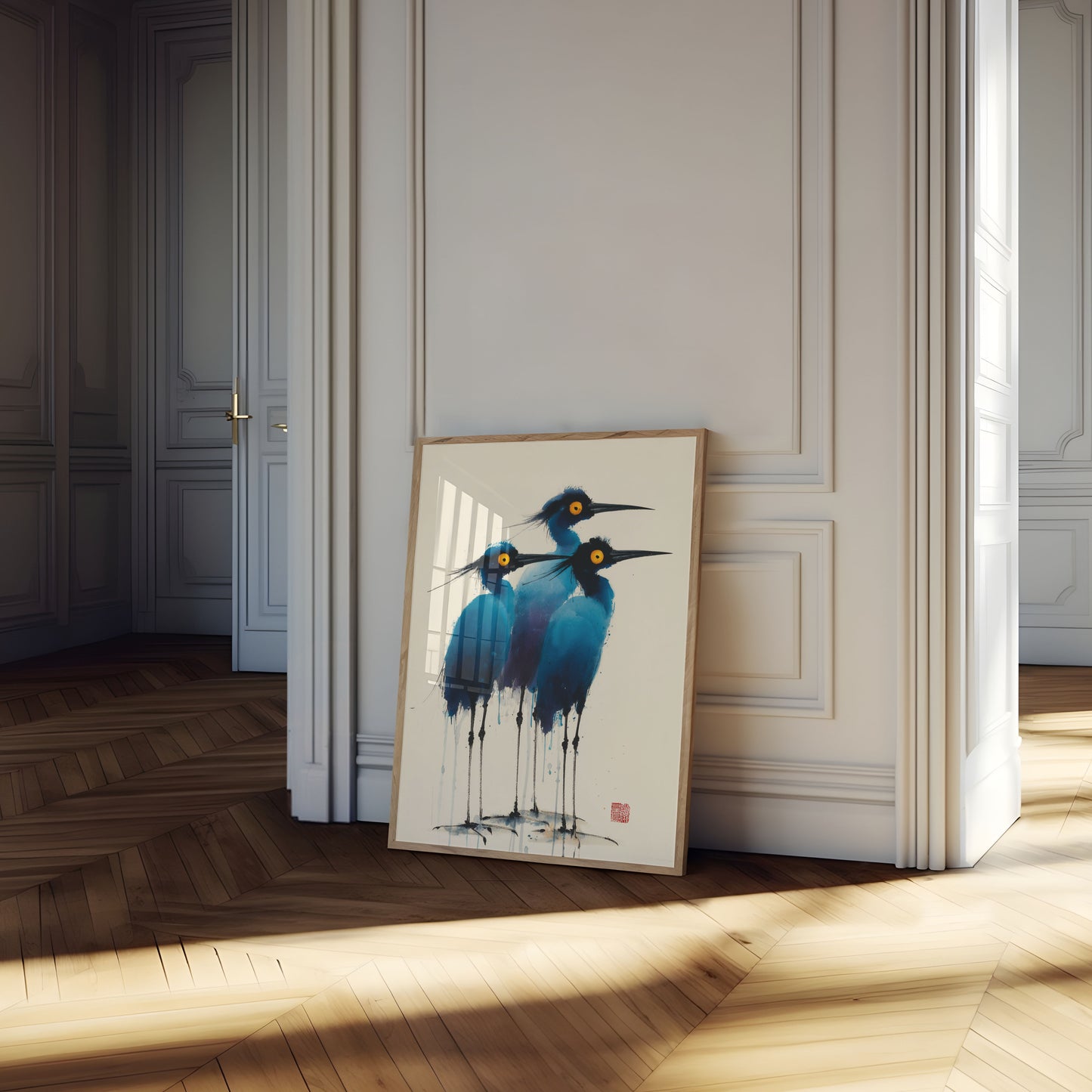 Three Blue Herons Watercolor Poster